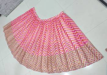Multicolor Thread Embroidered Georgette Laheriya Printed Indian Lehenga Dress 4
