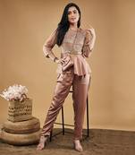 Mauve azra embellished peplum top and pants