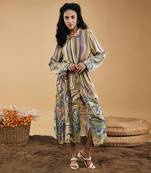 Multicolor marble mosaic printed long dress