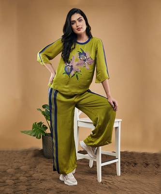 Green orchid bloom printed co ord set 2