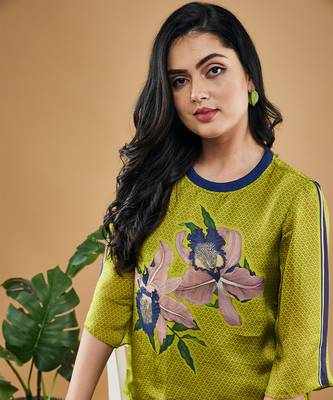Green orchid bloom printed co ord set 4