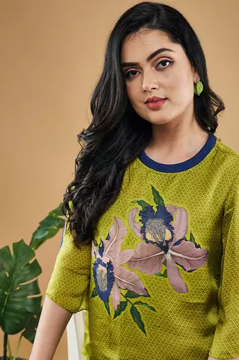 Green orchid bloom printed co ord set