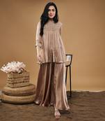 Mauve azra embellished top with flared pants
