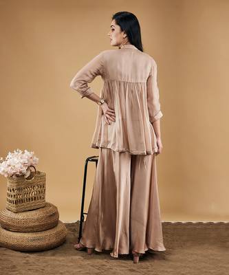 Mauve azra embellished top with flared pants 5