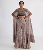 Brown printed cape set