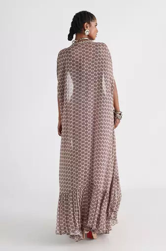 Brown printed cape set