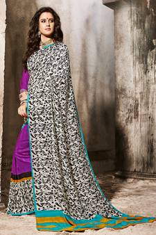 multicolor printed art_silk saree with blouse