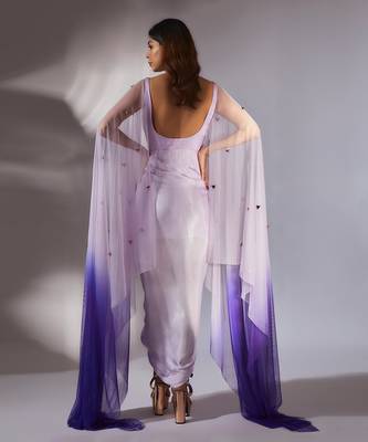 Lilac embroidered draped corset dress 4