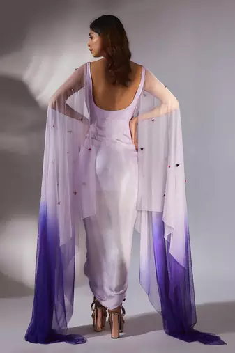Lilac embroidered draped corset dress