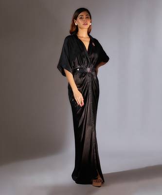 Black embroidered shirt dress 1