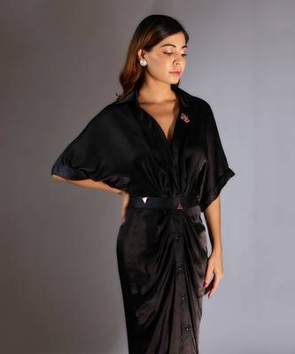 Black embroidered shirt dress 3