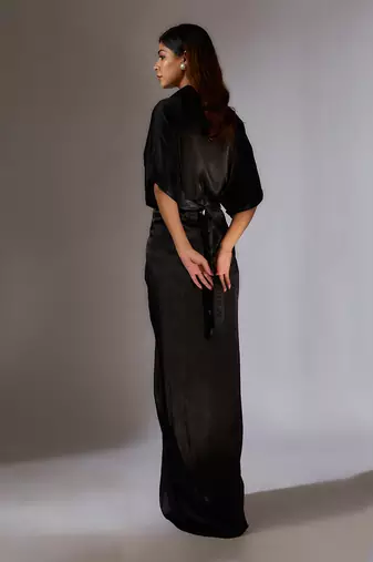 Black embroidered shirt dress