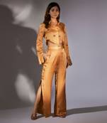 Mustard embroidered pants set