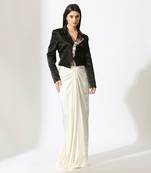 Black & white embroidered blazer skirt set