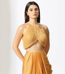 Mustard embroidered skirt set