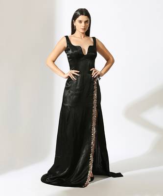 Black embroidered gown 1