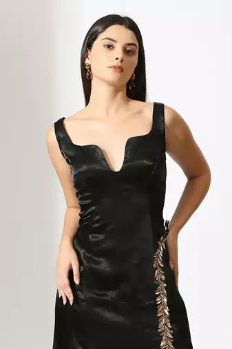 Black embroidered gown