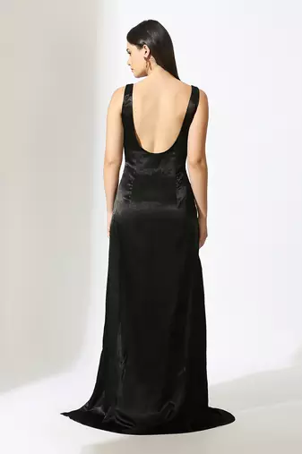 Black embroidered gown