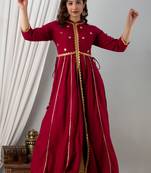 Women's Embellished Anarkali kurta in Maroon