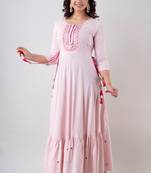 ftDiva Women's Embroidered Anarkali kurta in Pink