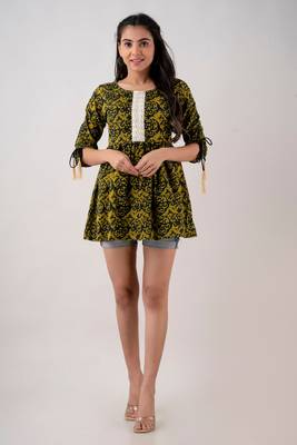 Women's Cotton Printed Tunic in Green 1