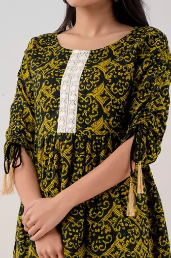 Women's Cotton Printed Tunic in Green