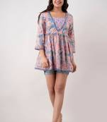 ftDiva Women's Cotton Printed Tunic in Purple