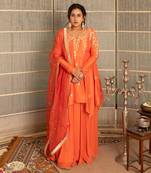 Coral pink modal silk kurta set