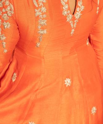 Coral pink modal silk kurta set 3