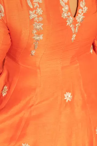 Coral pink modal silk kurta set