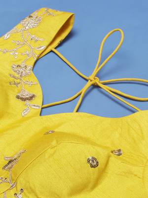 Yellow Net Semi-Stitched Lehenga & Unstitched Blouse With Dupatta 6