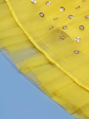 Yellow Net Semi-Stitched Lehenga & Unstitched Blouse With Dupatta 7