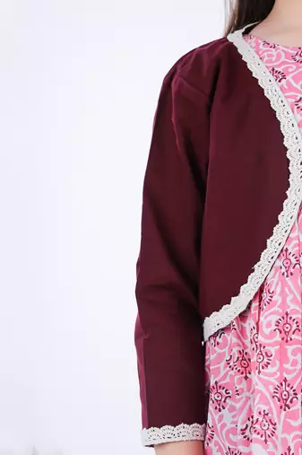 Pink gajal shrug set