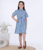Blue fitoor shirt dress
