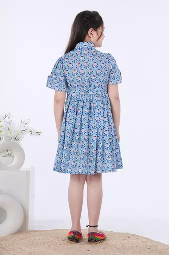 Blue fitoor shirt dress