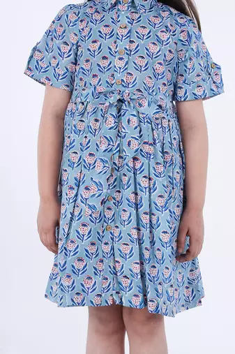 Blue fitoor shirt dress