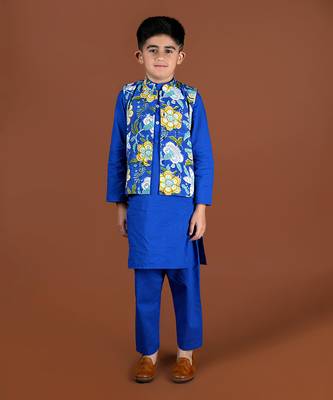 Royal blue nehru jacket set 1