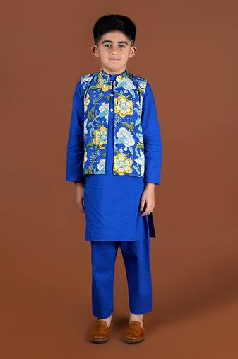 Royal blue nehru jacket set