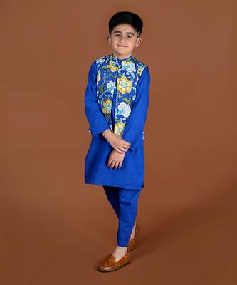 Royal blue nehru jacket set 2