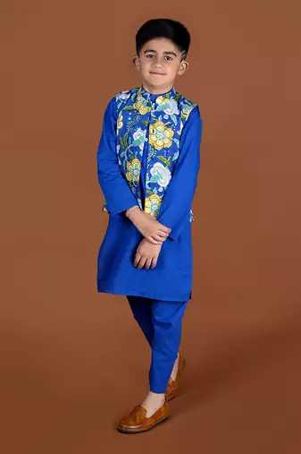 Royal blue nehru jacket set