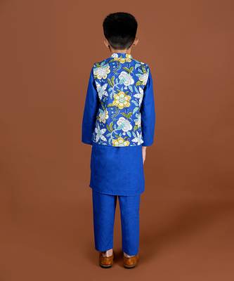 Royal blue nehru jacket set 3