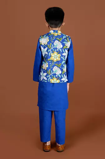 Royal blue nehru jacket set