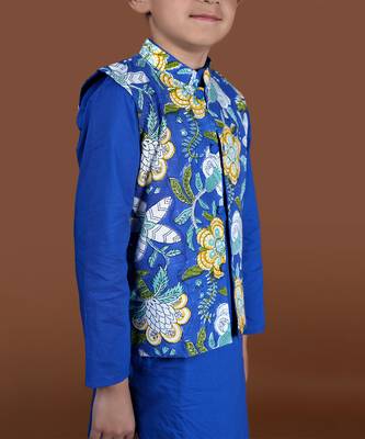 Royal blue nehru jacket set 4