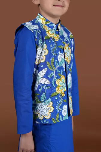 Royal blue nehru jacket set