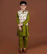 Olive green nehru jacket set