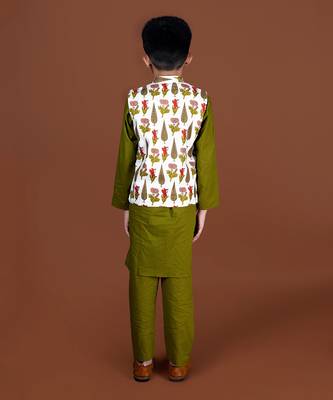 Olive green nehru jacket set 3