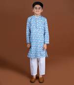 Blue handblock kurta set