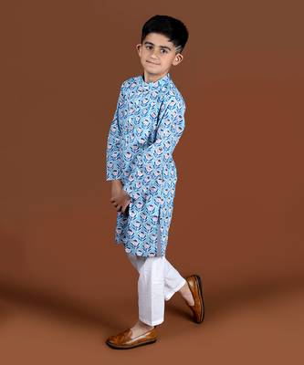 Blue handblock kurta set 2