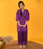 Purple bandhini kurta set