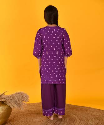 Purple bandhini kurta set 4